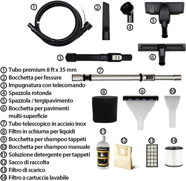 Scopri la recensione completa dell'aspirapolvere Vacmaster 3 in 1 da 1300W. Aspira, lava e asciuga in un solo apparecchio con serbatoio da 30L. Leggi le caratteristiche e le opinioni degli utenti.