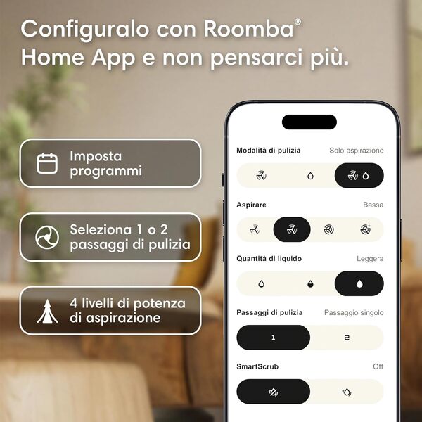 Scopri la nostra recensione dettagliata del Roomba 115 Combo con potenza di aspirazione 15.000 Pa. Analisi completa, prestazioni, pro e contro di questo aspirapolvere e lavapavimenti intelligente.